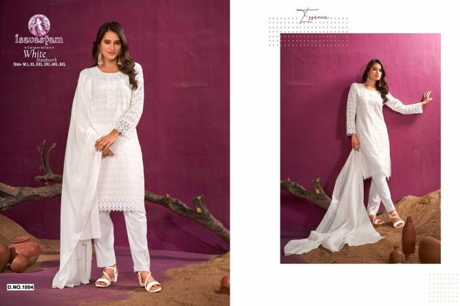 Isavasyam By White Handwork Cambric Cotton Readymade Suits Catalog